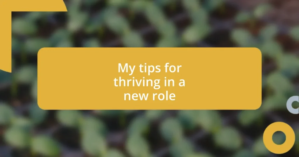 My tips for thriving in a new role