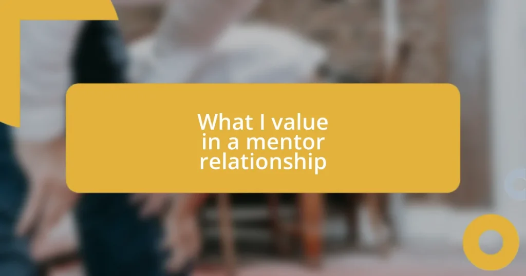 What I value in a mentor relationship