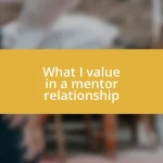 What I value in a mentor relationship